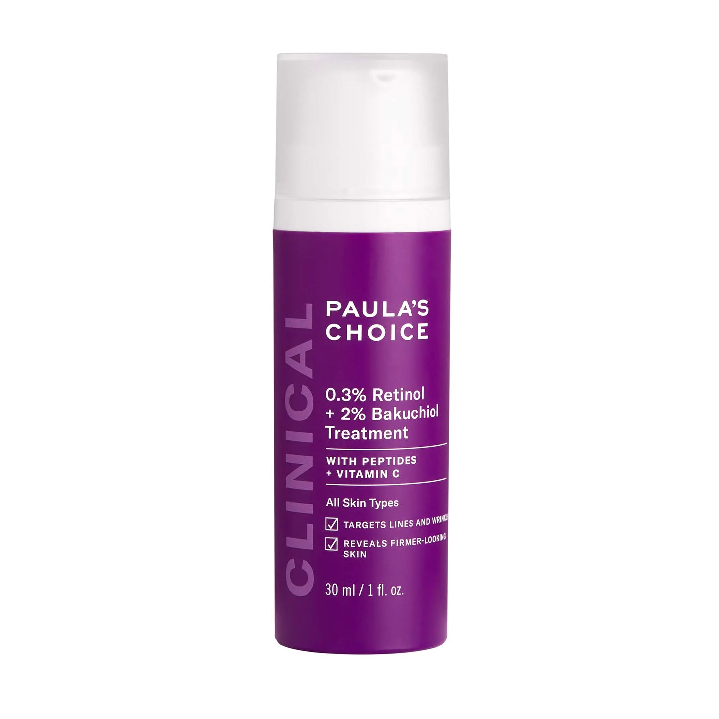 Paulas Choice CLINICAL 0.3% Retinol + 2% Bakuchiol Treatment Anti-Aging Serum for Deep Wrinkles & Fine Lines Fragrance-Free & Paraben-Free 1 Ounce