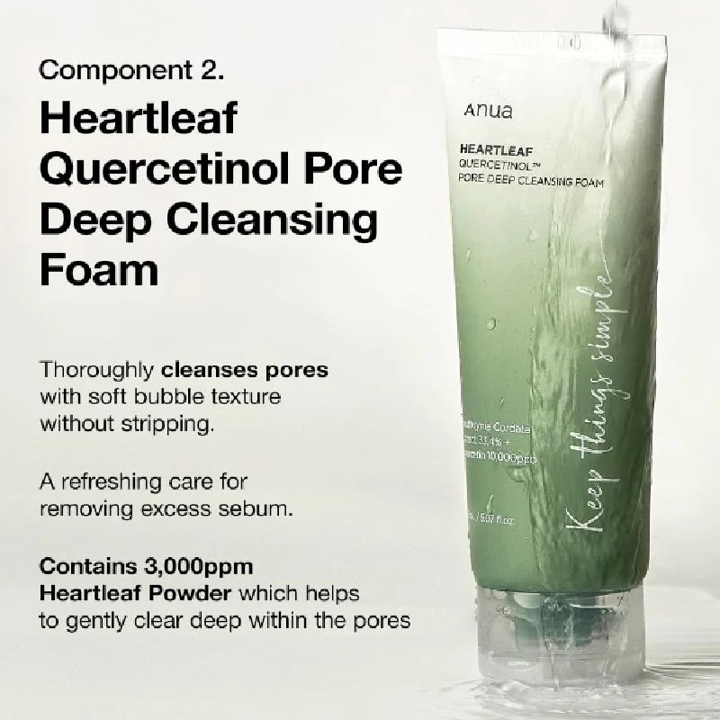 Anua Heartleaf Dual Cleansing 2-in-1 Pore Control Cleansing Oil and Deep Facial Cleanser Double Cleansing Korea Skincare Set