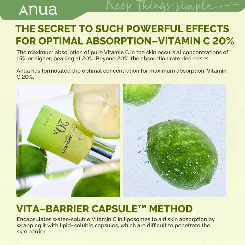 Anua Vitamin B + C Spot Whitening Set Green Lemon Vita C 20% Blemish Serum + Peach 70% Niacin Serum korean skin care MOISTURIZ
