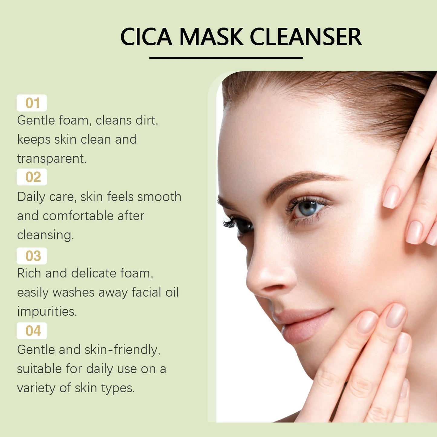 Centella Asiatica Facial Cleanser Gentle Cleaning Pore Oil-Control Moisturizing Brightening Rejuvenation Skin Face Wash Cleanser