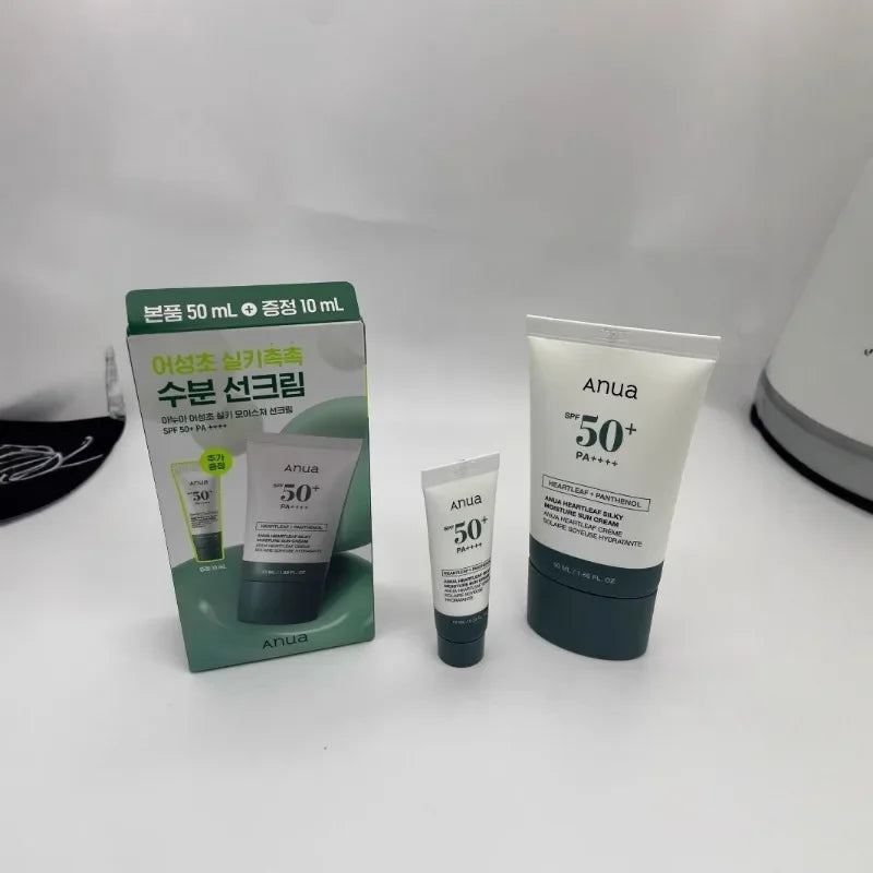 The Latest Version of Anua Houttuynia Cordata Clear Silky Sunscreen Repair Isolation 50ml + 10ml Set Box