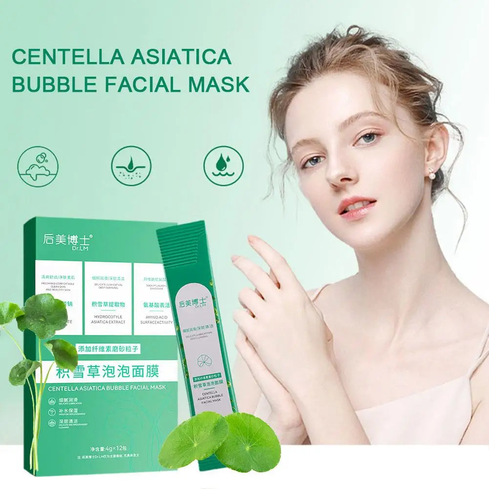 Centella Asiatica Bubble Foam Face Mask Moisturizing Facial Masks for Blackhead Removal Wrinkles Skin Care 12pcs