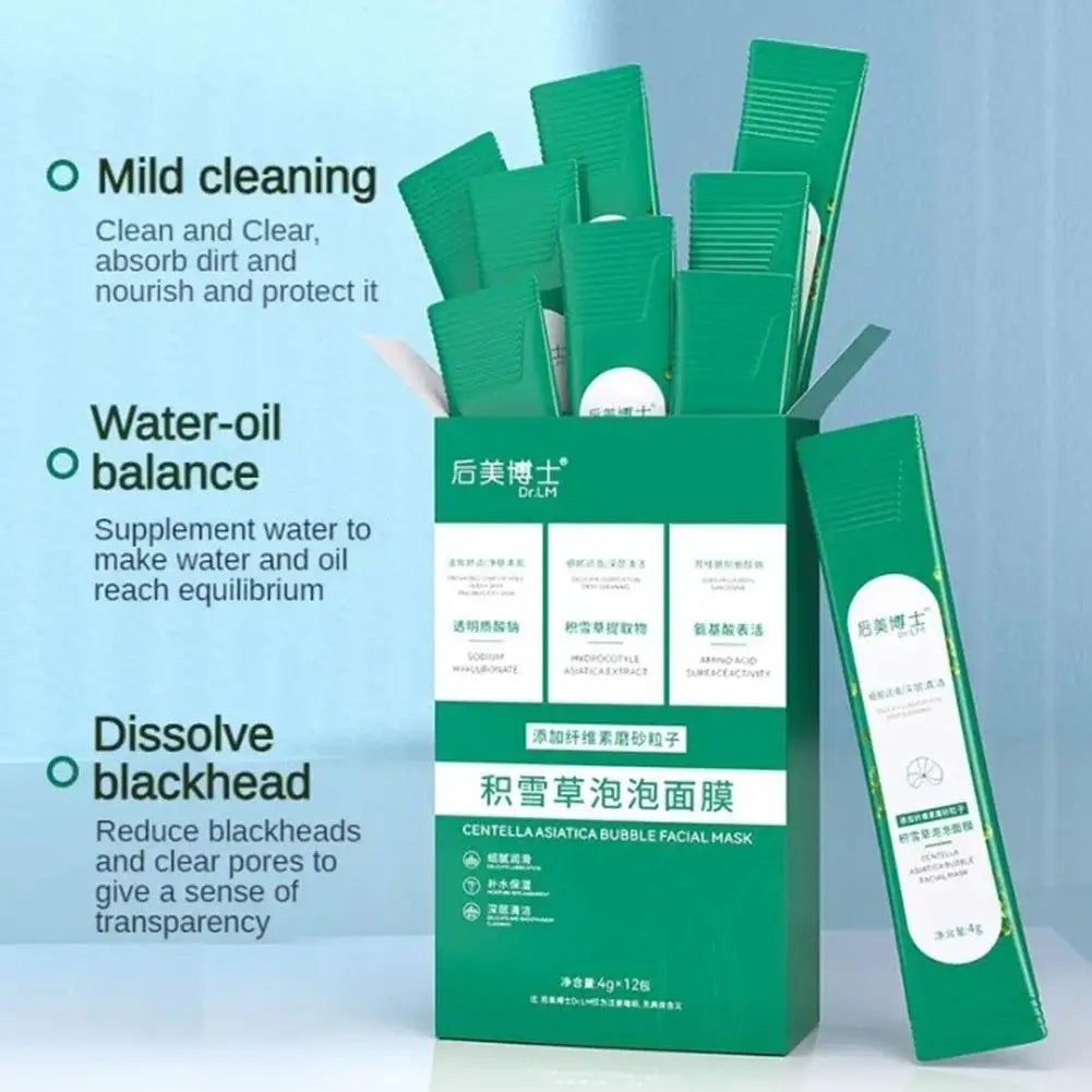 Centella Asiatica Bubble Foam Face Mask Moisturizing Facial Masks for Blackhead Removal Wrinkles Skin Care 12pcs