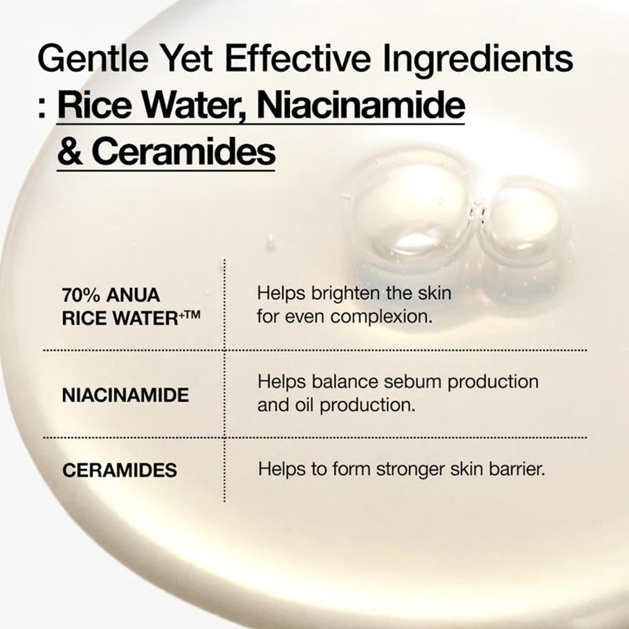 ANUA 70+ Toner 250ml - Korean Rice Bran Moisturizing Facial Essence, Suitable for Oily and Sensitive Skin, Pore Care