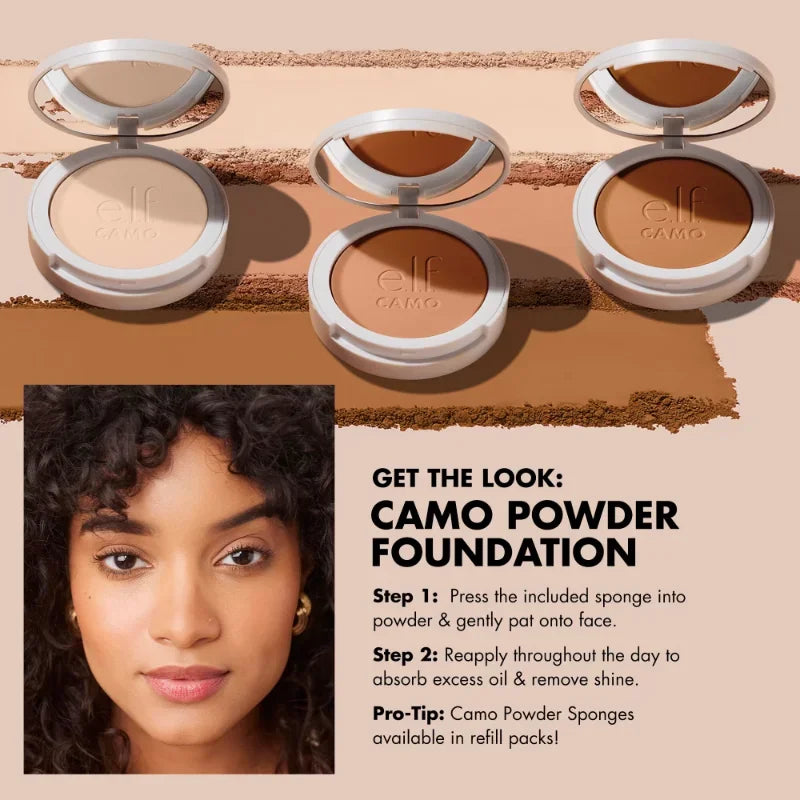 ELF Camo Powder Foundation Flawless Powder Matte Long-lasting Waterproof Concealer Brightening Pore-minimizing Makeup Cosmetics
