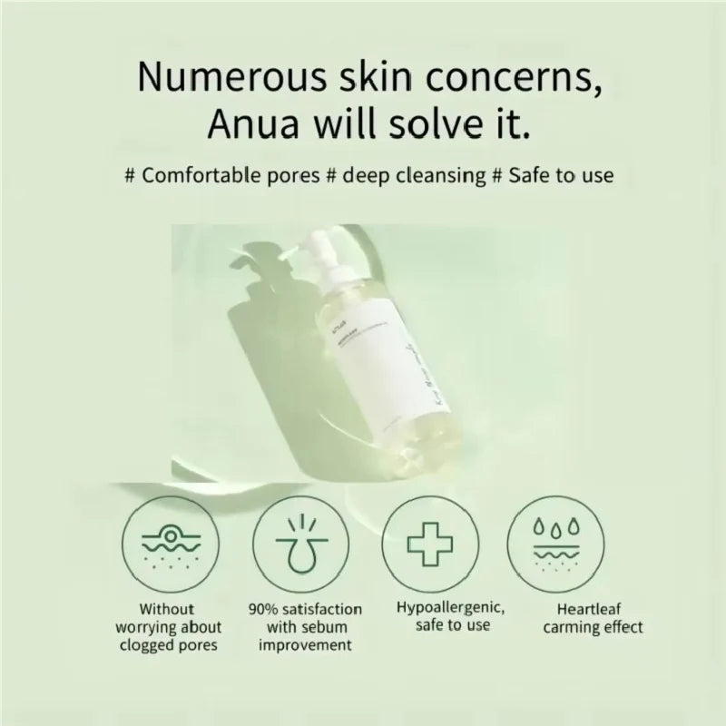 Anua Heartleaf Dual Cleansing 2-in-1 Pore Control Cleansing Oil and Deep Facial Cleanser Double Cleansing Korea Skincare Set