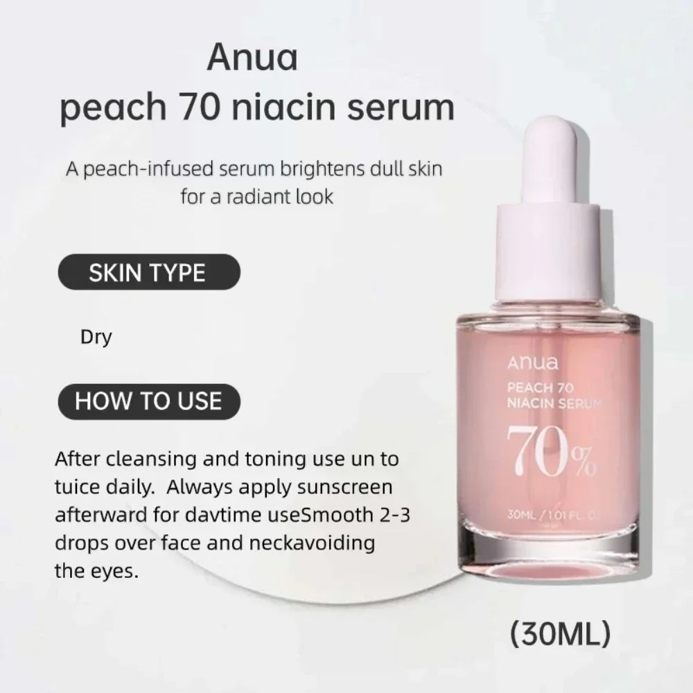 Anua Original Peach 70% Niacinamide Serum Anti-Wrinkle Hydrating Deep Spot Serum Vitamin C Freckle Removal Whitening Set