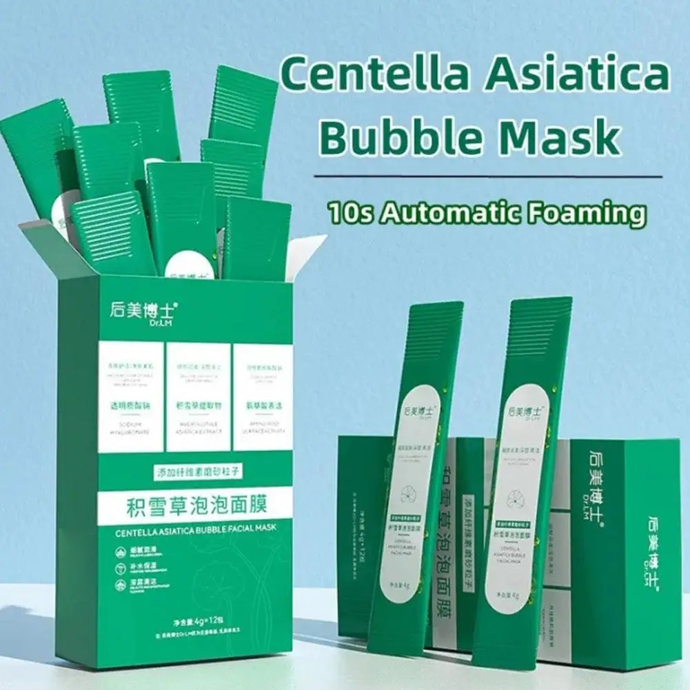 Centella Asiatica Bubble Foam Face Mask Moisturizing Facial Masks for Blackhead Removal Wrinkles Skin Care 12pcs