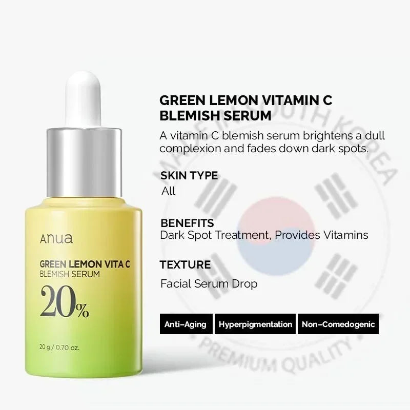 Anua Vitamin B + C Spot Whitening Set Green Lemon Vita C 20% Blemish Serum + Peach 70% Niacin Serum korean skin care MOISTURIZ