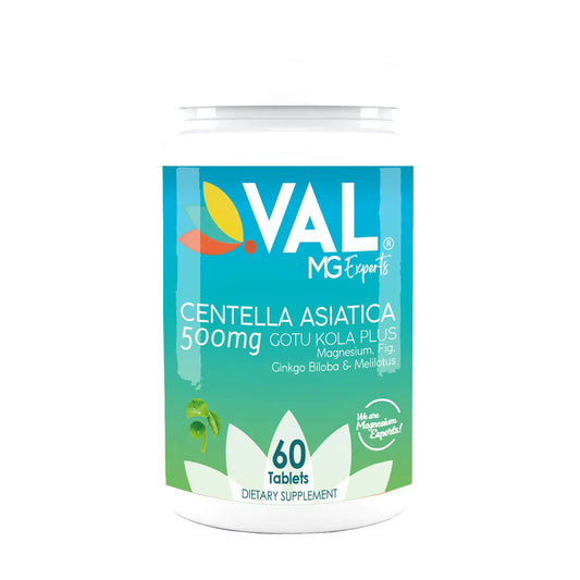 VAL Centella Asiatica (Gotu Kola) Plus - Stress Management and Circulatory Health Supplement with Magnesium Citrate Ginkgo Biloba Melilotus and Fig Extract 60 Tablets