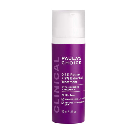 Paulas Choice CLINICAL 0.3% Retinol + 2% Bakuchiol Treatment Anti-Aging Serum for Deep Wrinkles & Fine Lines Fragrance-Free & Paraben-Free 1 Ounce