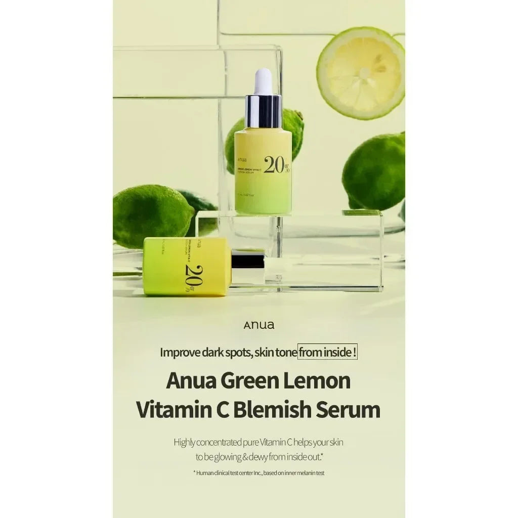Anua Vitamin B + C Spot Whitening Set Green Lemon Vita C 20% Blemish Serum + Peach 70% Niacin Serum korean skin care MOISTURIZ