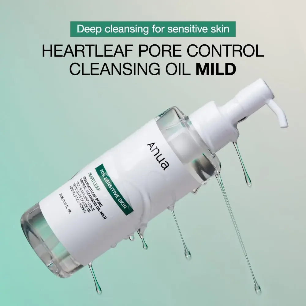 ANUA Heartleaf Facial Pore Cleansing Oil, Sensitive Skin Facial Cleanser, Makeup Remover Blackheads, Korean Skin Care, 200ml